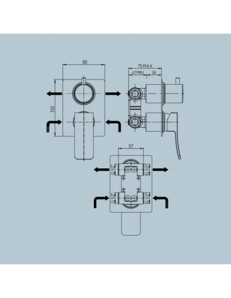 Miscelatore Doccia Incasso | Jacuzzi Rubinetteria Tank