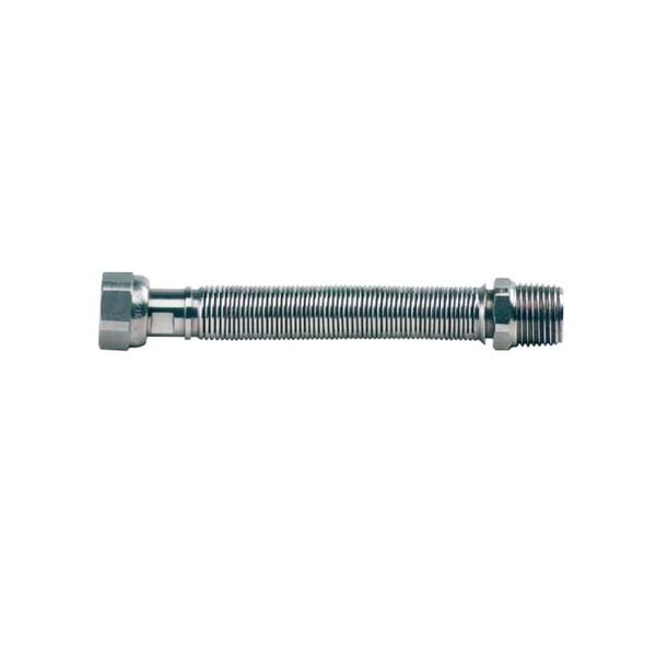 Tubo Flessibile Estensibile 20/40 cm Acciaio Nudo per Acqua 1/2" x 1/2" M/F