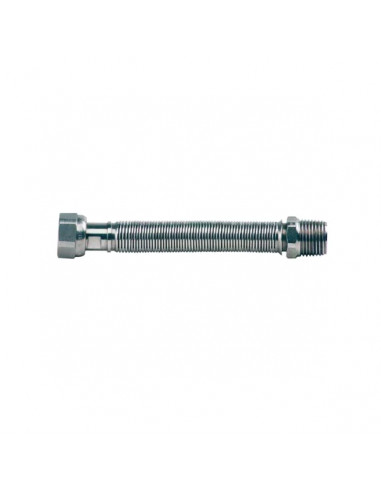 Tubo Flessibile Estensibile 30/60 cm Acciaio Nudo per Acqua 1/2" x 1/2" M/F