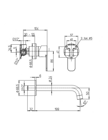 Miscelatore Lavabo A Parete | Jacuzzi Rubinetteria Eolo