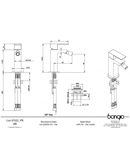 Miscelatore Bidet con Scarico | Bongio Line