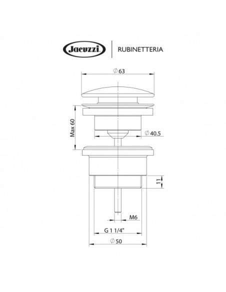 Piletta Scarico Lavabo e Bidet Tonda Nero Opaco | Jacuzzi Rubinetteria Pilette e Sifoni