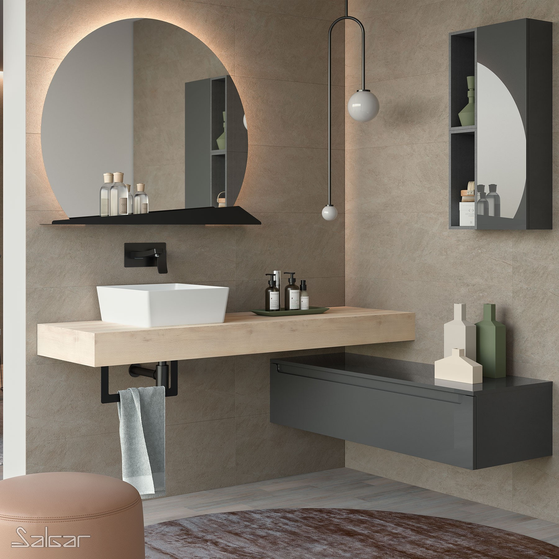 Composizione da Bagno con Top 120 cm Bali | Salgar Compakt