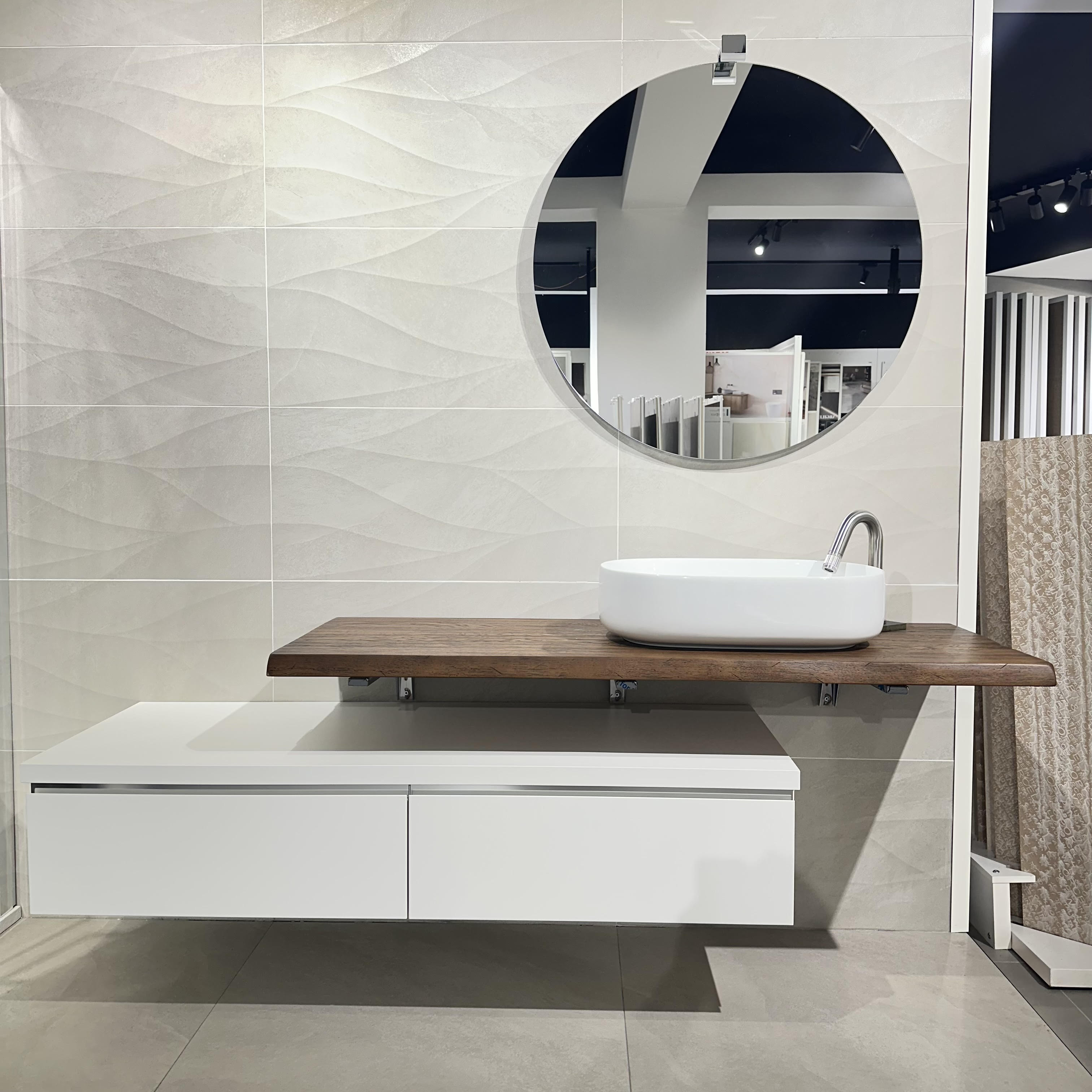 Composizione da Bagno Sospeso con Top 140 cm Rovere Bollito | Compab Jacana