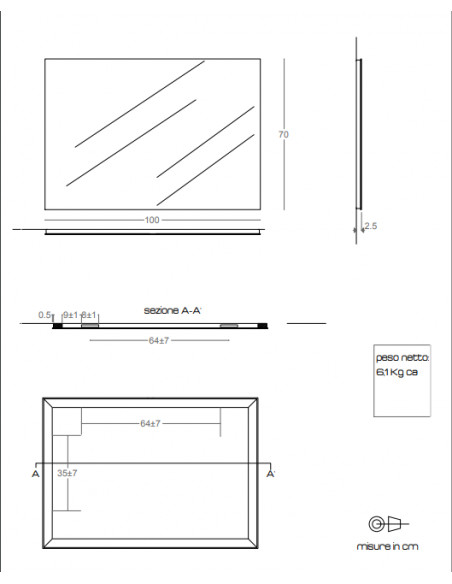 Specchio da Bagno Reversibile 70x100 | PG M016.H
