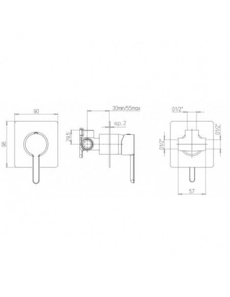 Miscelatore Doccia Incasso Nero Opaco | Jacuzzi Rubinetteria Sunset Yo
