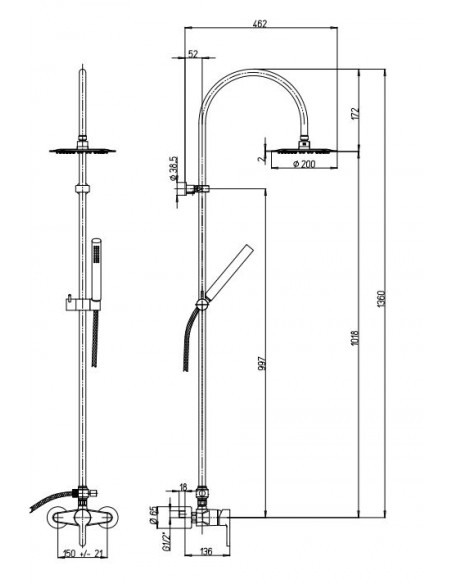 Colonna Doccia Con Miscelatore Ø 20 cm | Jacuzzi Rubinetteria Eolo