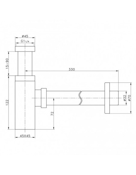 Sifone Alto Cromato Lavabo Quadro | Jacuzzi Rubinetteria