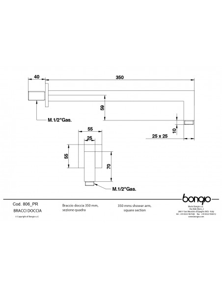 Set Doccia Acciao Inox 4 Pz Quadro | Bongio