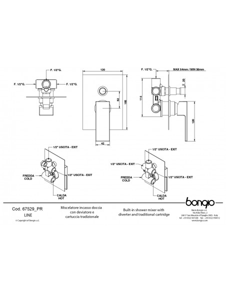 Set Doccia Acciao Inox 4 Pz Quadro | Bongio