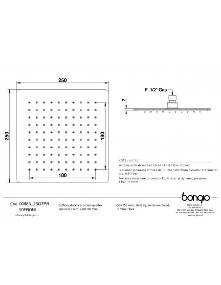 Set Doccia Acciao Inox 4 Pz Quadro | Bongio