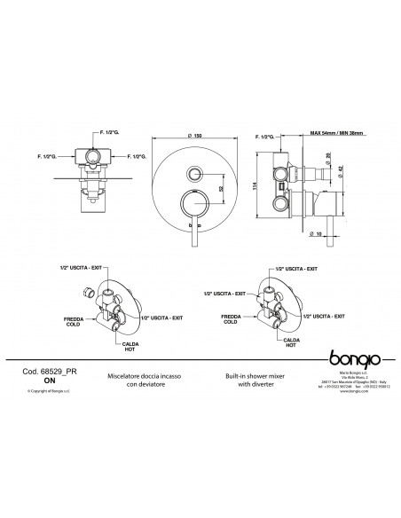 Set Doccia Acciaio Inox 4 Pz Rotondo | Bongio