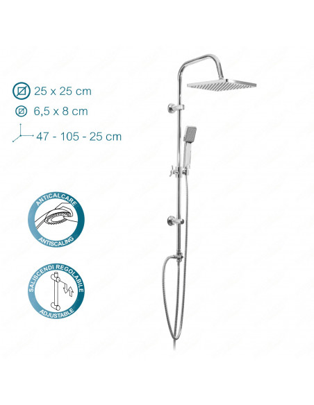 Colonna Doccia Acciaio Inox | Square