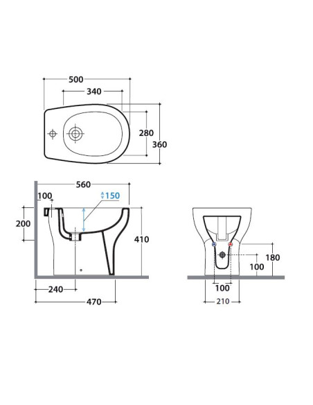 Bidet Staccato Parete | Globo Grace 50.36 Bidet