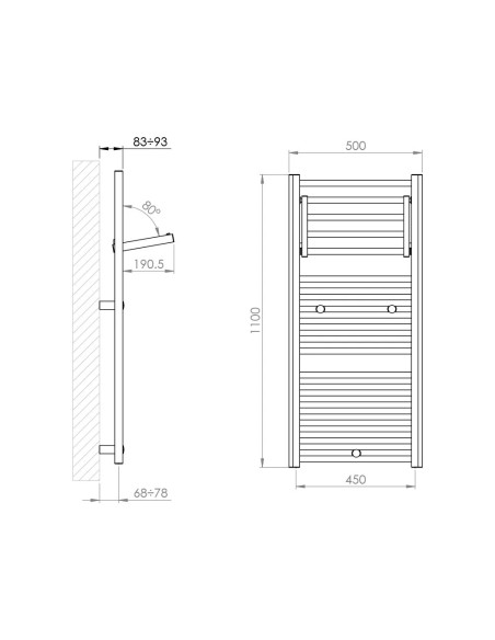 Termoarredo Idraulico Bianco 110x50 Interasse 45 cm | Deltacalor Eco Stylo