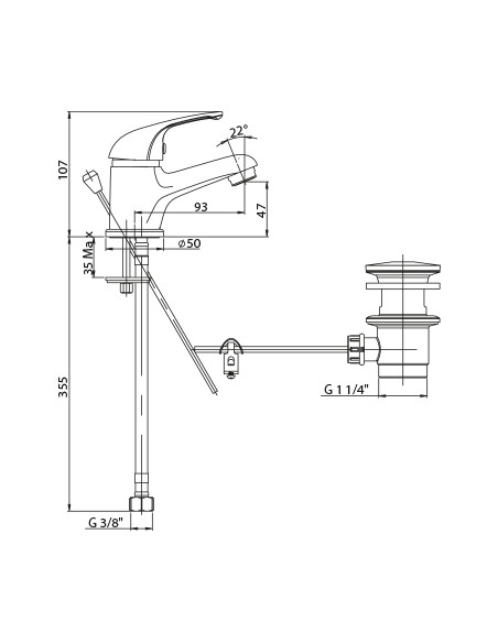 Miscelatore Lavabo con Piletta 1"1/4 | Piralla Zoe