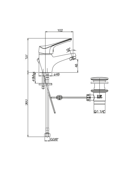 Miscelatore Lavabo con Piletta 1"1/4 | Piralla Ariel