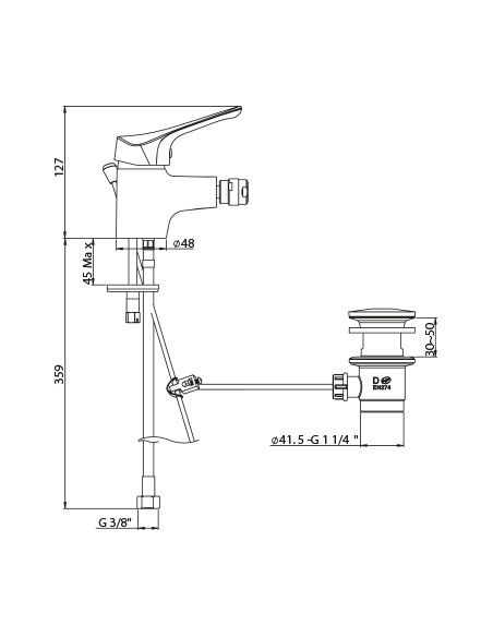 Miscelatore Bidet con Scarico 1"1/4  |  Piralla Ariel