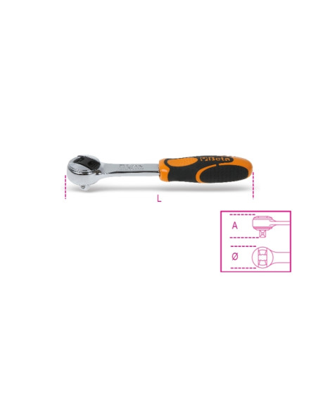 Cricchetto Reversibile con Attacco Quadro Maschio 1/4" Cromato | Beta 900/55