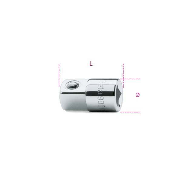 Raccordo con Attacco Quadro Femmina 1/4" e Maschio 3/8" Cromato | Beta 900/16