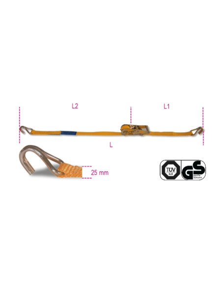 Sistemi di Ancoraggio a Cricchetto LC 750kg 4 mt. x 25 mm | Beta 8180