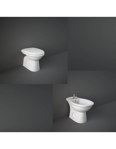 Coppia Sanitari Vaso e Bidet Staccato dal Muro + Coprivaso Tradizionale | Rak Karla 55.36 Coppia Sanitari