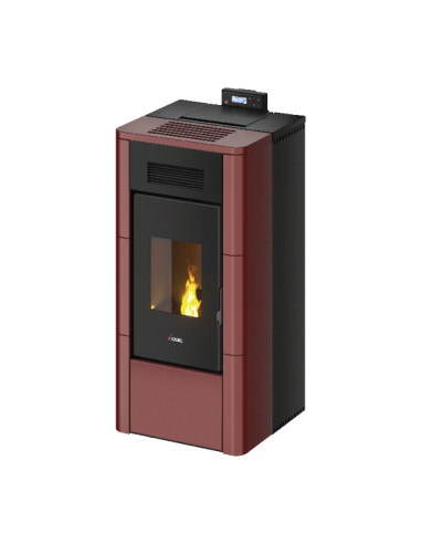 Termostufa a Pellet Idro Maiolica Rosso | Cadel River 23