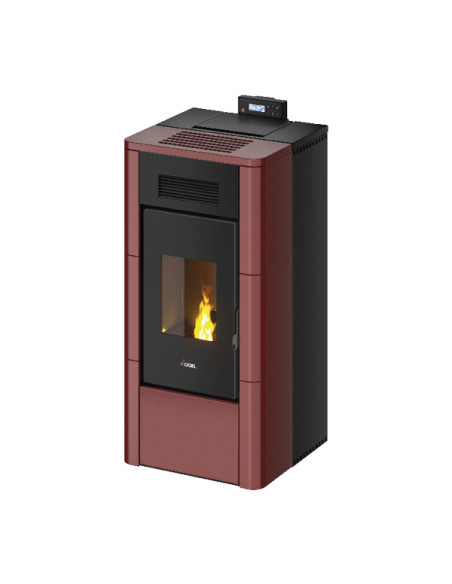 Termostufa a Pellet Idro Maiolica Rosso | Cadel River 23