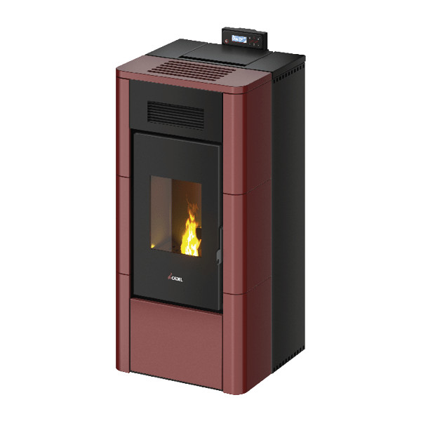 Termostufa a Pellet Idro Maiolica Rosso | Cadel River 23