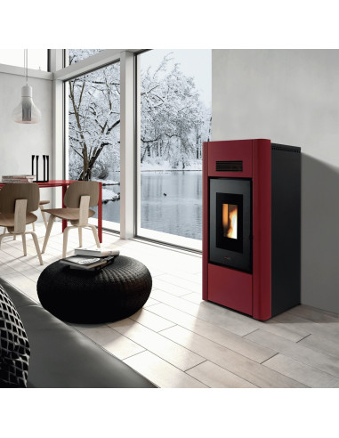 Termostufa a Pellet Idro Metallo Rosso | Cadel Prince 16