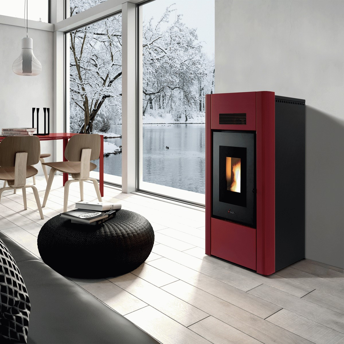 Termostufa a Pellet Idro Metallo Rosso | Cadel Prince 16