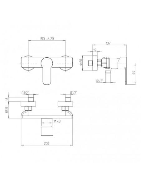 Miscelatore Doccia Esterno | Jacuzzi Rubinetteria Eolo
