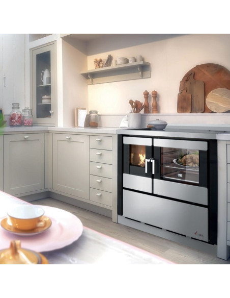 Cucina a Legna 7,5 kW Antracite Ventilata A+ | Cadel Kook 80
