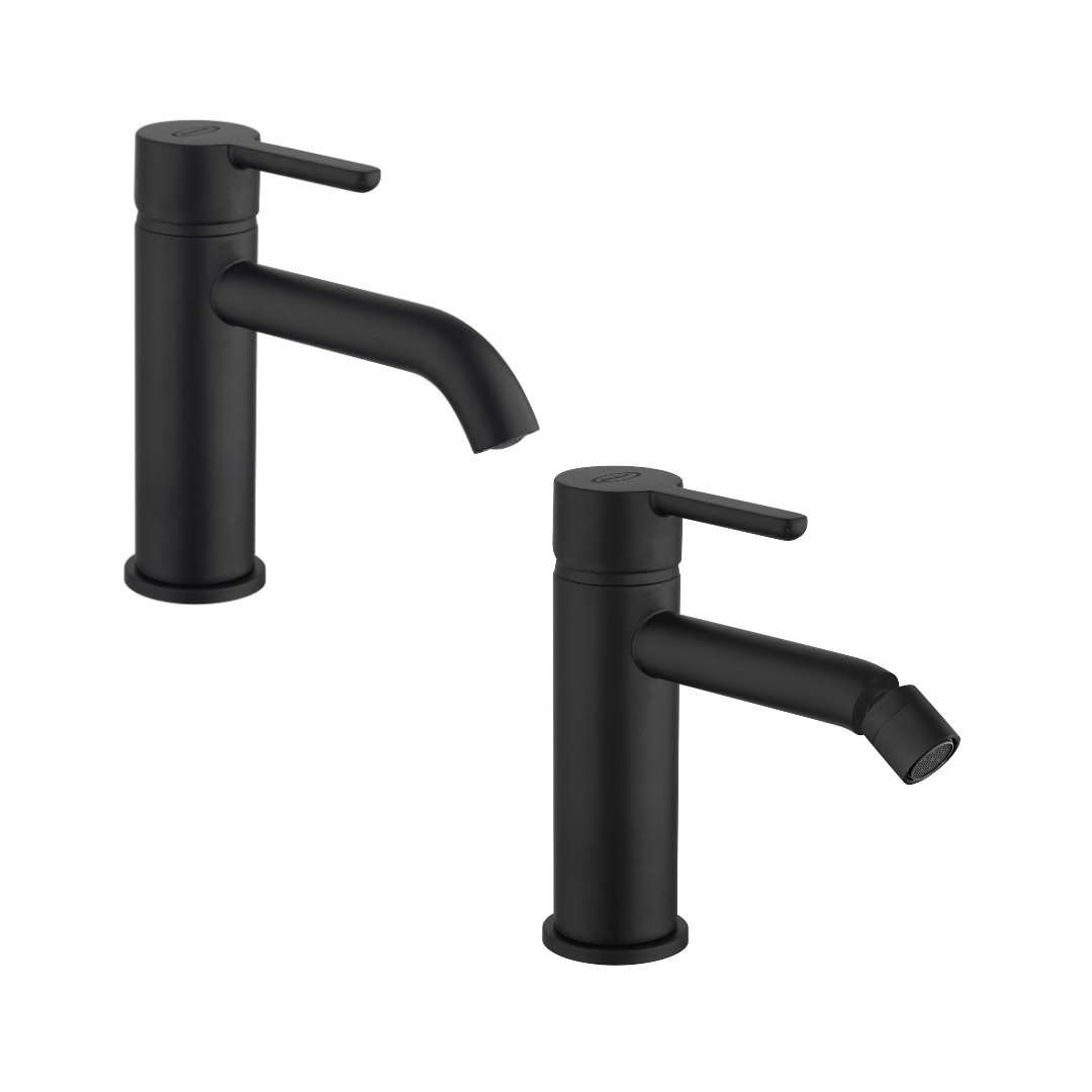 Set Miscelatore Lavabo e Bidet Nero Opaco | Jacuzzi Rubinetteria Sunset Yo