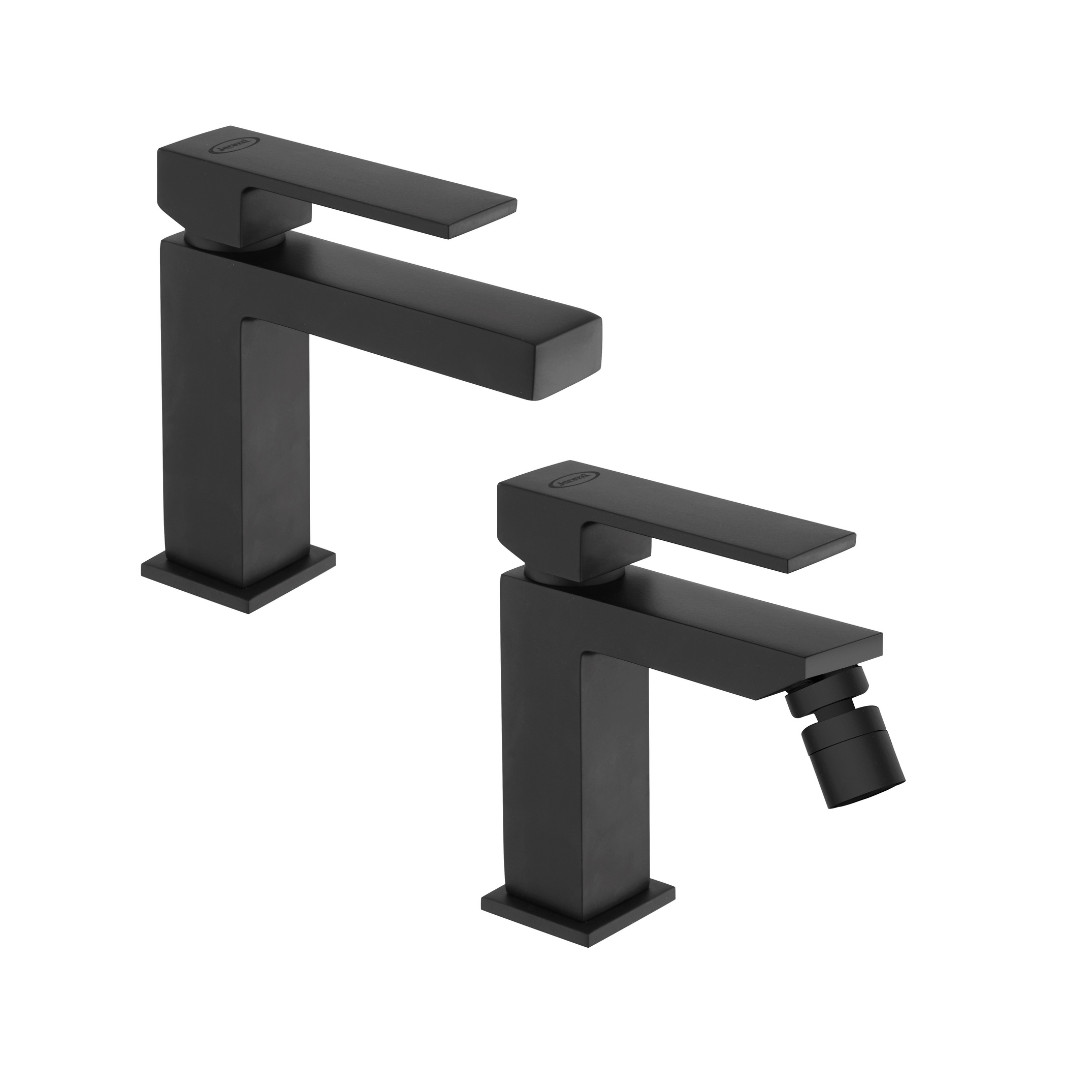 Set Miscelatore Lavabo e Bidet Nero Opaco | Jacuzzi Rubinetteria Twinkle Yo