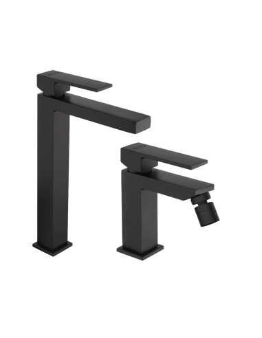Set Miscelatore Lavabo Alto e Bidet Nero Opaco | Jacuzzi Rubinetteria Twinkle Yo