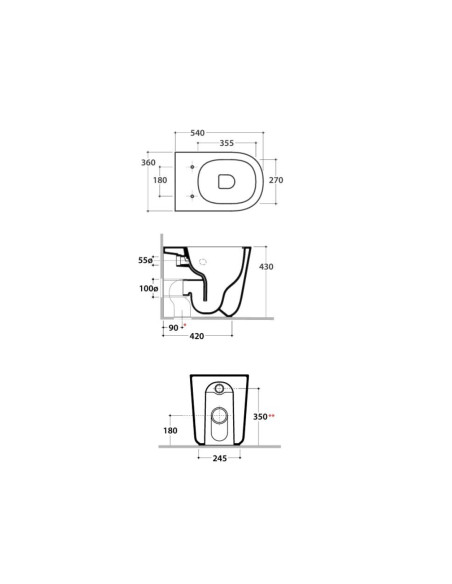 Coppia Sanitari Filomuro Vaso e Bidet Senza Brida + Coprivaso Soft-Close | Globo Lalita 54.36 Coppia Sanitari
