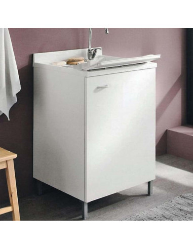 Mobile Lavatoio Due Ante Bianco 45x50 cm 95.5h cm Asse In Termoplastico | Geromin Prima Mobili Lavatoio