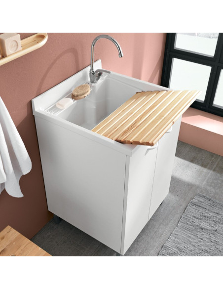 Mobile Lavatoio Due Ante Bianco 60x50 cm 95.5h cm Asse In Termoplastico | Geromin Prima Mobili Lavatoio