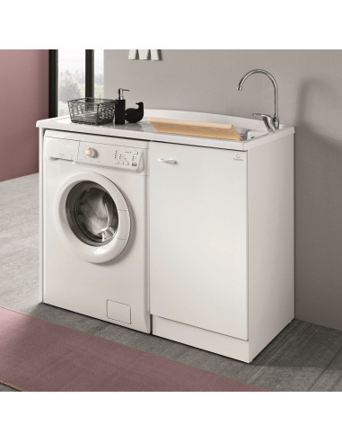 Mobile Lavatoio Sinistro Anta Singola Con Coprilavatrice 110x60 cm 86h cm Asse in Termoplastico | Geromin Prima