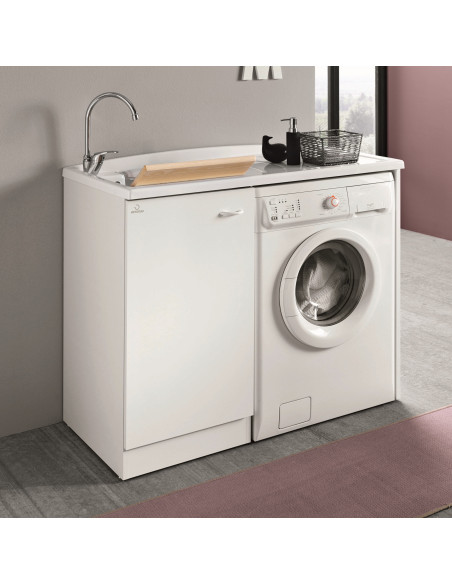 Mobile Lavatoio Destro Anta Singola Con Coprilavatrice 110x60 cm 86h cm Asse in Termoplastico  | Geromin Prima