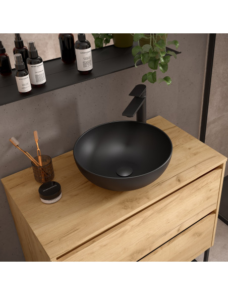 Mobile da Bagno Sospeso 100 cm con Top e Specchio Inclusi Rovere Africa | Salgar Noja
