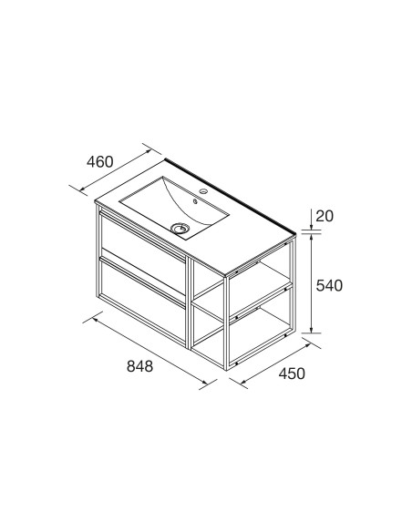 Mobile da Bagno Sospeso 85 cm con Vano Lavabo e Specchio Inclusi Rovere Africa | Salgar Attila