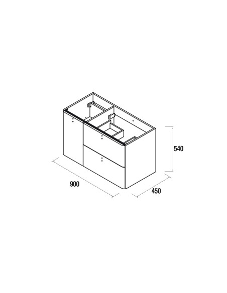 Mobile da Bagno Sospeso 90 cm con Piedini - Lavabo e Specchio Inclusi Cromo Blue Fog | Uniiq