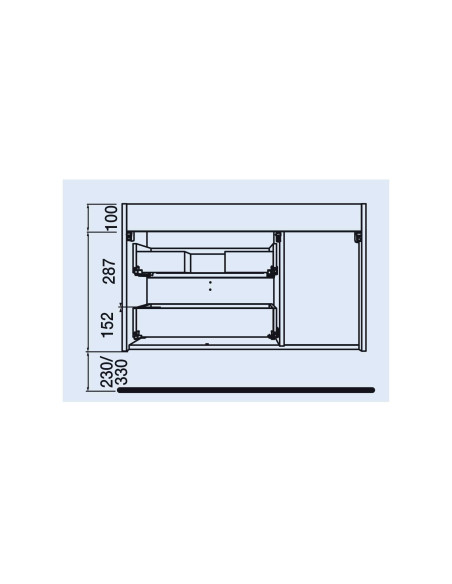 Mobile da Bagno Sospeso 90 cm con Piedini - Lavabo e Specchio Inclusi Cromo Blue Fog | Uniiq