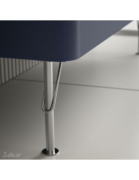 Mobile da Bagno Sospeso 90 cm con Piedini - Lavabo e Specchio Inclusi Cromo Blue Fog | Uniiq