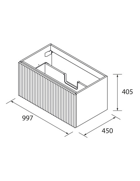 Mobile da Bagno Sospeso Cannettato 100 cm Lavabo e Specchio Inclusi Rovere Africa | Salgar Biba