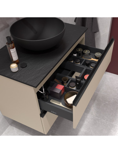 Mobile da Bagno Sospeso 140 cm Macchiato con Top e Specchio Inclusi Bianco Opaco | Salgar Spirit