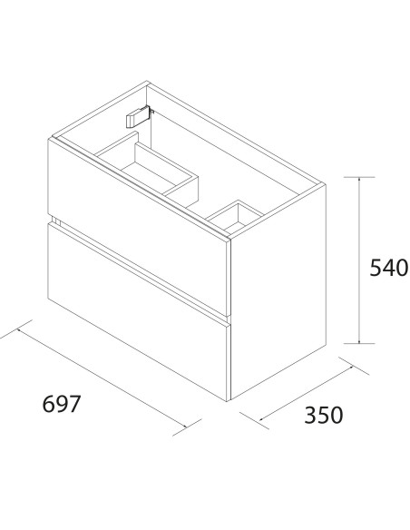 Mobile da Bagno Sospeso 70 cm Profondità Ridotta Lavabo e Specchio Inclusi Rovere Africa | Fussion Line