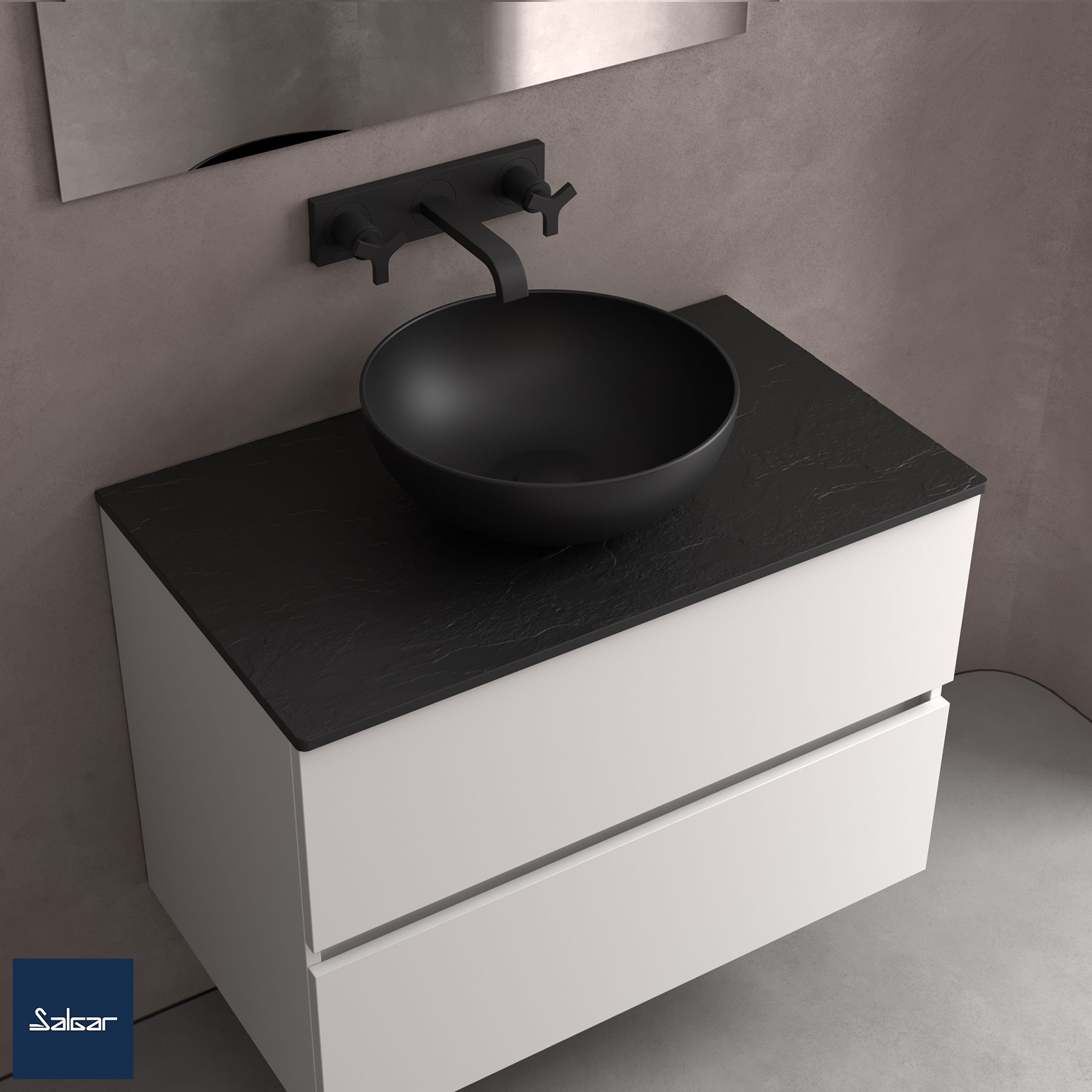 Lavabo Appoggio Nero Opaco 38.38 | Lokum
